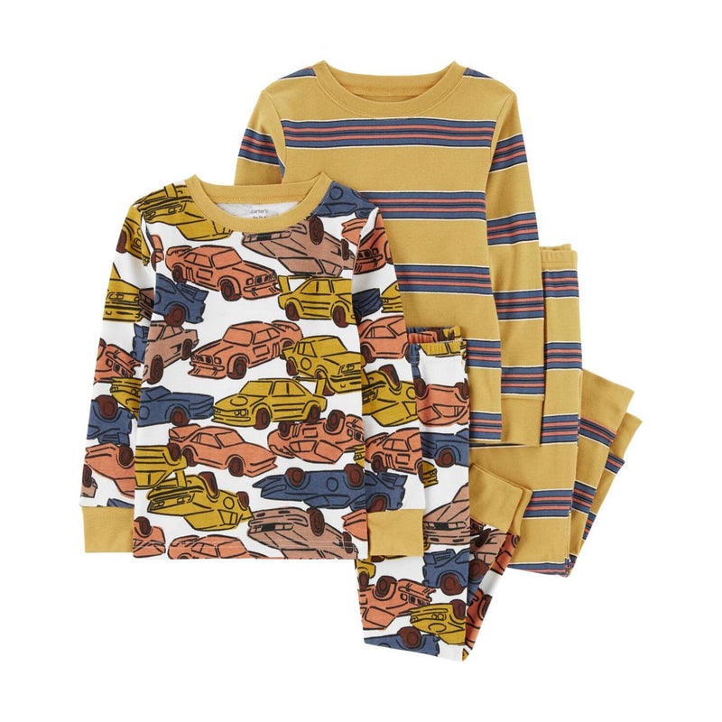 carter's طقم بيجامة مكون من 4 قطع من كارتر (سيارات بخطوط متعددة، 12 شهر) - Image 5