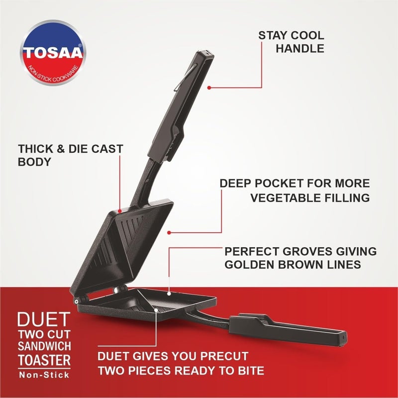 Tosaa - TSTDUET Duet 2-Cut Gas Sandwich Toaster (Black), Standard - Image 5