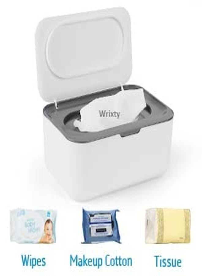 Wrixty موزع مناديل مبللة مستطيل الشكل من Wrixty، حامل مناديل أطفال، صندوق تخزين مناديل بتصميم محكم الإغلاق وغطاء، يحافظ على المناديل طازجة للمنزل والمكتب والسيارة (متعدد الألوان). - Image 3