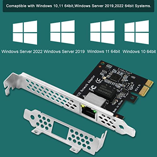 LinksTek PCI Express X1 Interface to 2.5GbE RJ45 Ports Network Adapter for Windows 11, 10 64bit and Windows Server 2019, 2022, Intel I225V Ethernet Controller, 2.5GbE PCIE NIC Card (PCIE-I225) - Image 5
