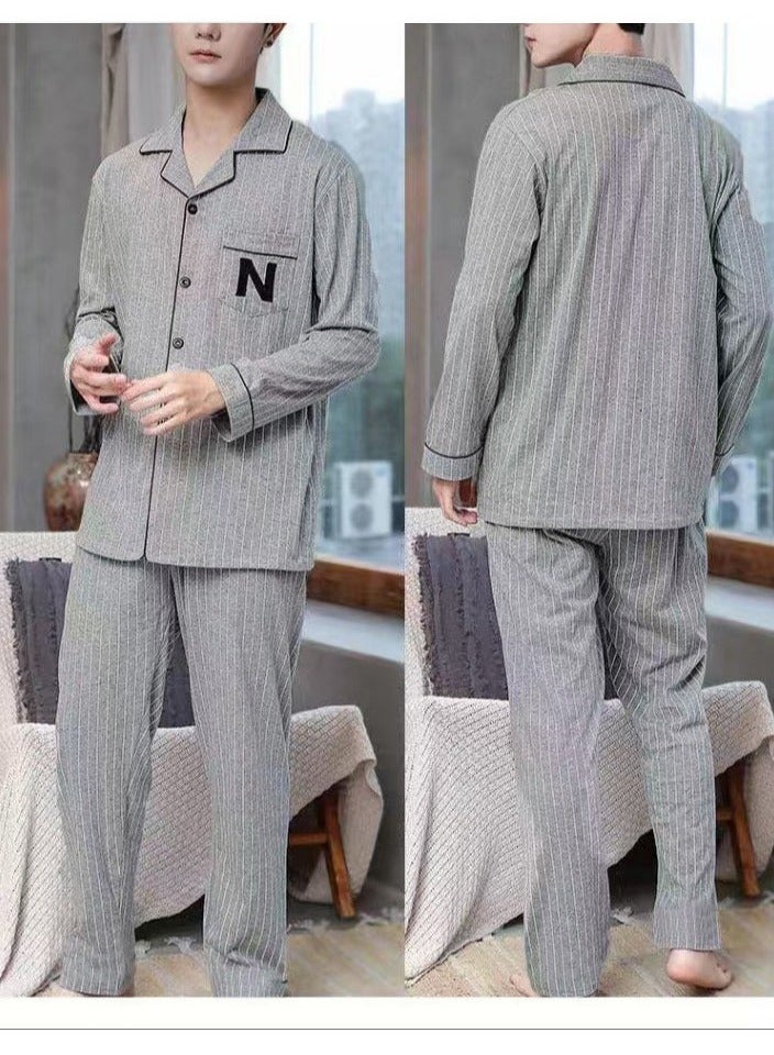 Men's Pajama Set, Cotton Long Sleeve Two-Piece Casual Pajamas  - Image 1