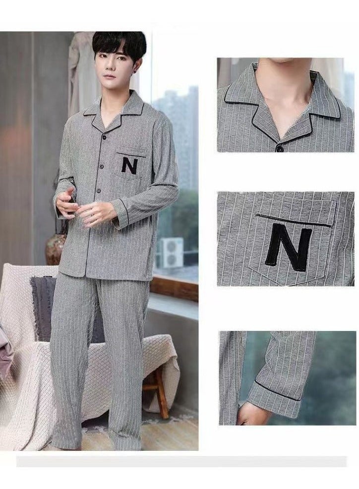 Men's Pajama Set, Cotton Long Sleeve Two-Piece Casual Pajamas  - Image 2