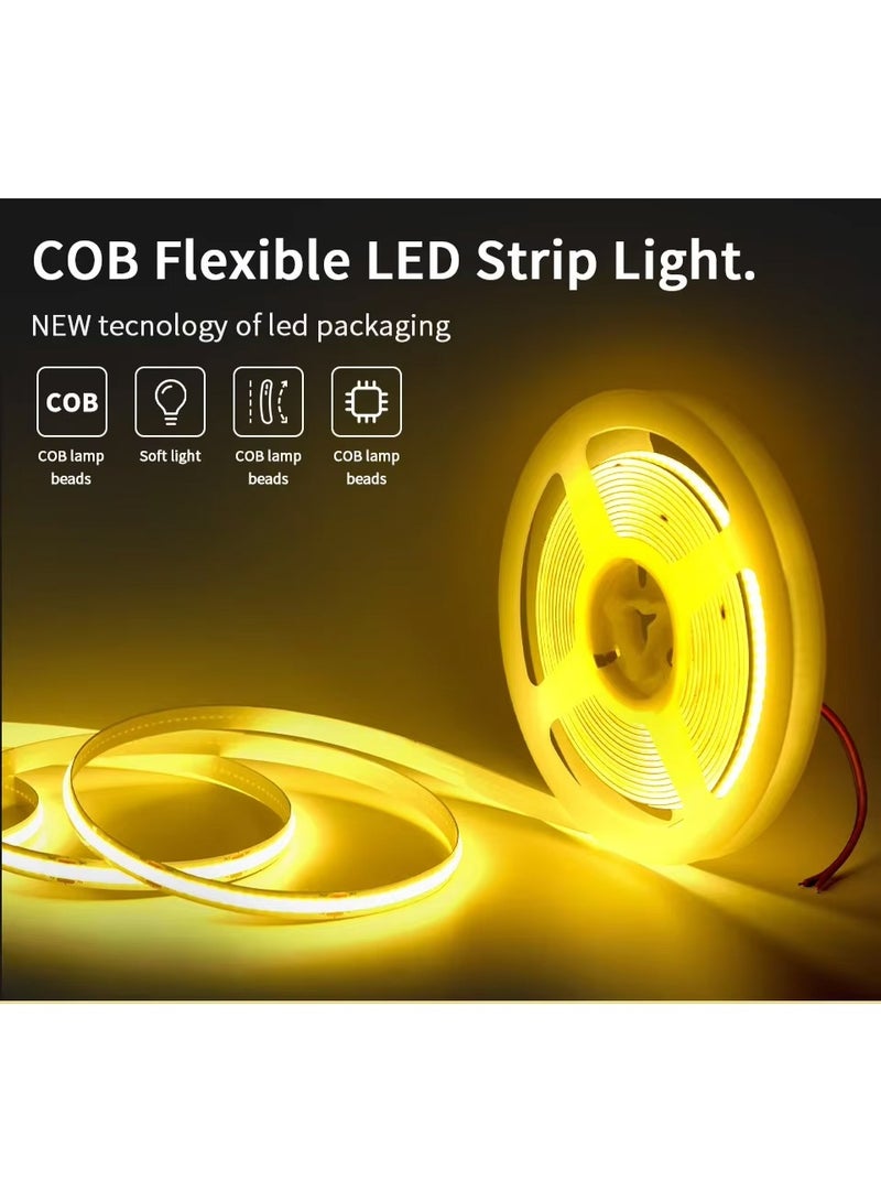 شريط إضاءة LED بتقنية COB، 320 مصباح LED/متر، عرض 8 مم، عالي(شريط إضاءة LED فقط، بدون وحدة تحكم LED) الكثافة ومرن - 12 فولت، لون أبيض دافئ - Image 4