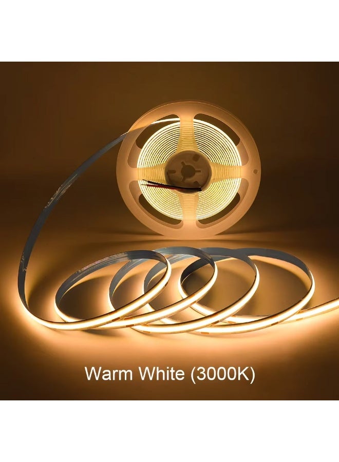 شريط إضاءة LED بتقنية COB، 320 مصباح LED/متر، عرض 8 مم، عالي(شريط إضاءة LED فقط، بدون وحدة تحكم LED) الكثافة ومرن - 12 فولت، لون أبيض دافئ - Image 1