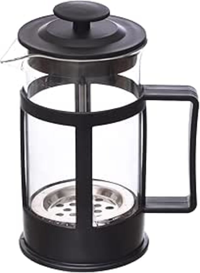 Spaceshoop Generic Glass Small Coffee Press Modern Design With Plastic Handle and Easy To Use 350 ML - Clear Black