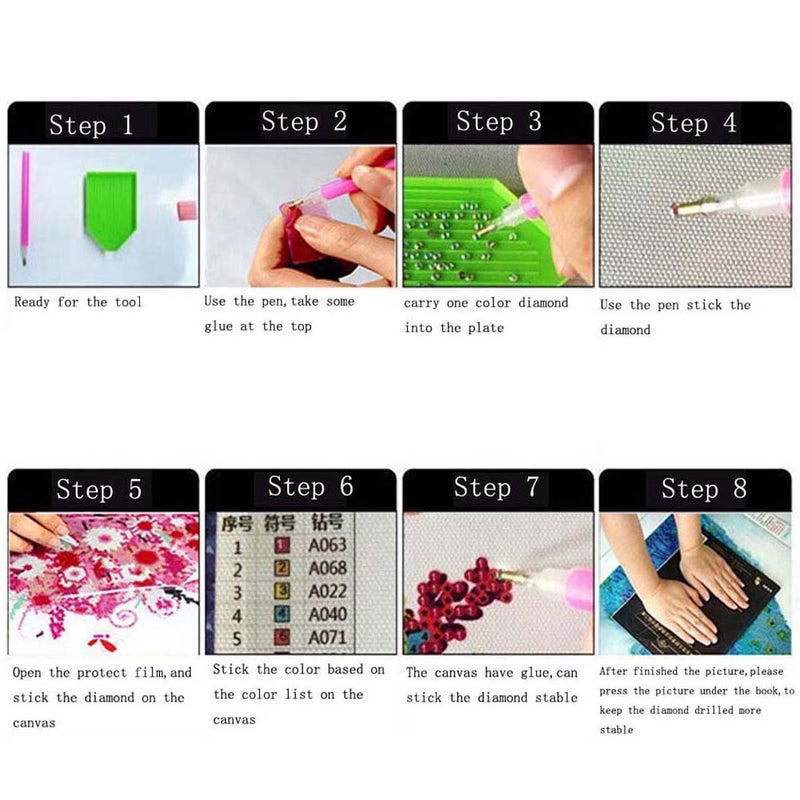 أحجار الجواهر الماسية المستديرة الرسم باللمسة الخمسية الصناعي للديكور الحائطي المنزلي - Image 4