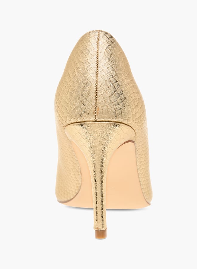 Flora Bella By Shoexpress Women Textured Slip-On Pumps with Stiletto Heels - Image 5