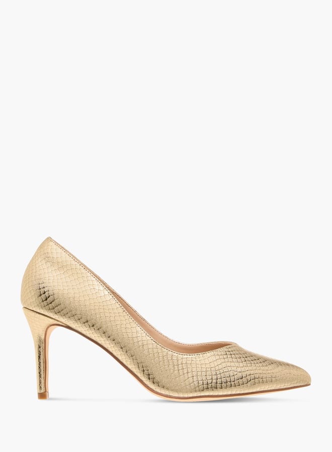 Flora Bella By Shoexpress Women Textured Slip-On Pumps with Stiletto Heels  - Image 3