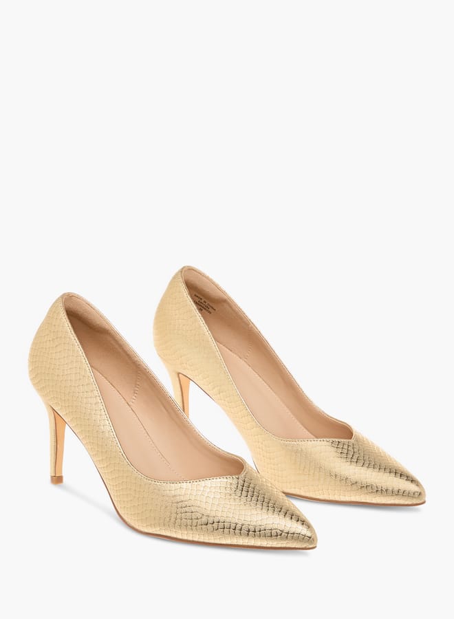 Flora Bella By Shoexpress Women Textured Slip-On Pumps with Stiletto Heels  - Image 1