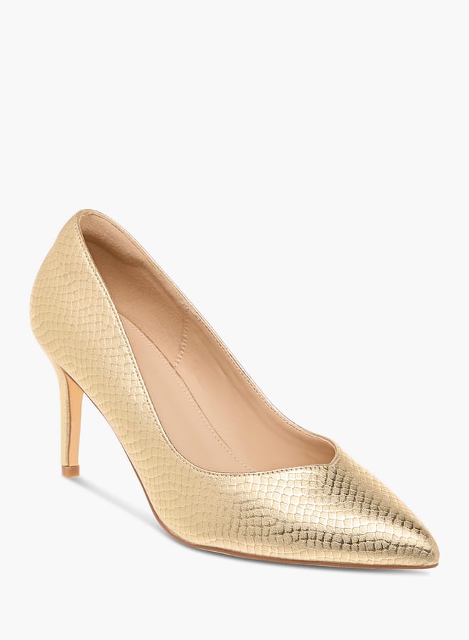 Flora Bella By Shoexpress Women Textured Slip-On Pumps with Stiletto Heels  - Image 2