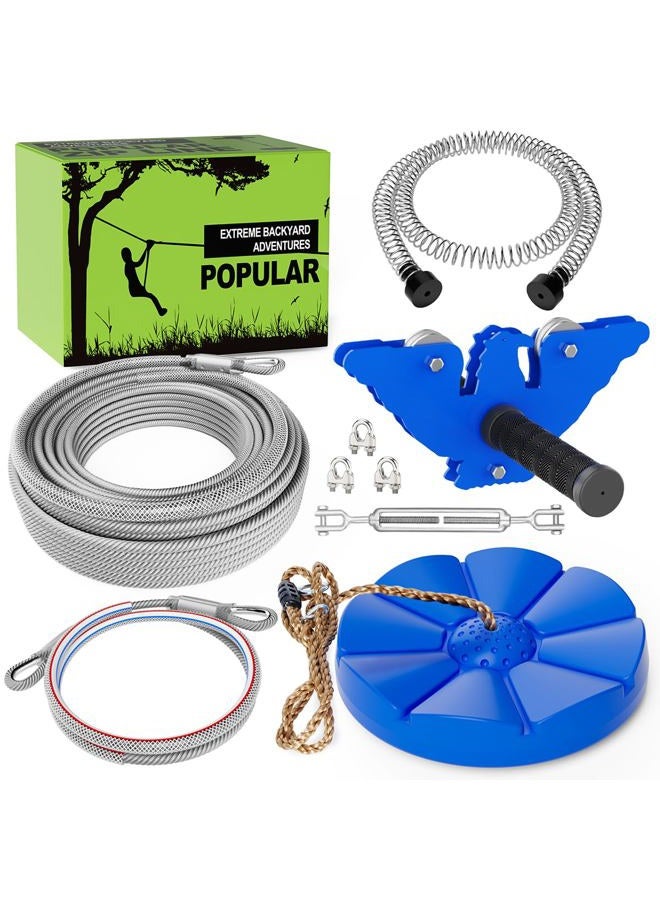 X XBEN Zip line Kits for Backyard 98FT, Zip Lines for Kid and Adult, Included Swing Seat, Ziplines Brake, and Steel Trolley, Outdoor Playground Equipment - Image 1