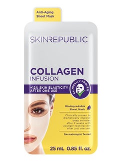 SKIN REPUBLIC Collagen & Vitamin E Infusion Sheet Mask - Helps with Fine Lines & Wrinkles, For Younger-looking Skin (Pack of 1)  - Image 1