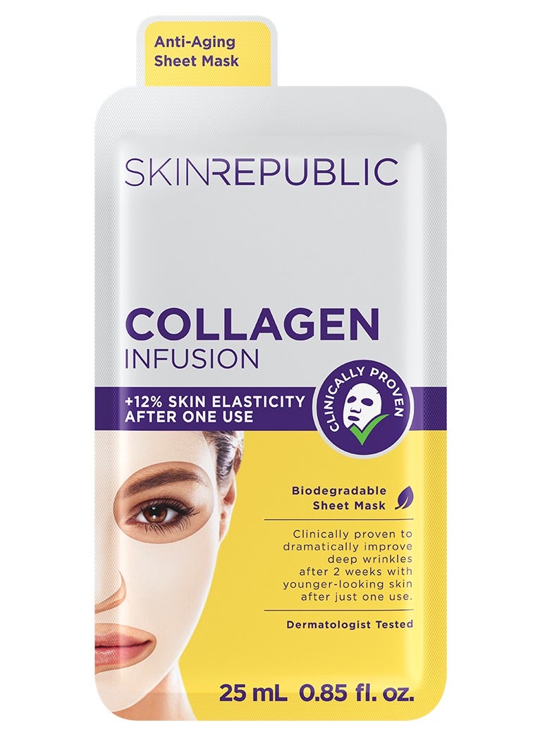 سكين ريبابلك قناع الوجه المضاد للشيخوخة (قناع واحد) - مصل غني بالكولاجين والإيلاستين وفيتامين E، يقلل التجاعيد، ويحسن ملمس البشرة، ويرطبها وينعشها، ليمنحك بشرة أكثر شبابًا بعد استخدام واحد. - Image 1