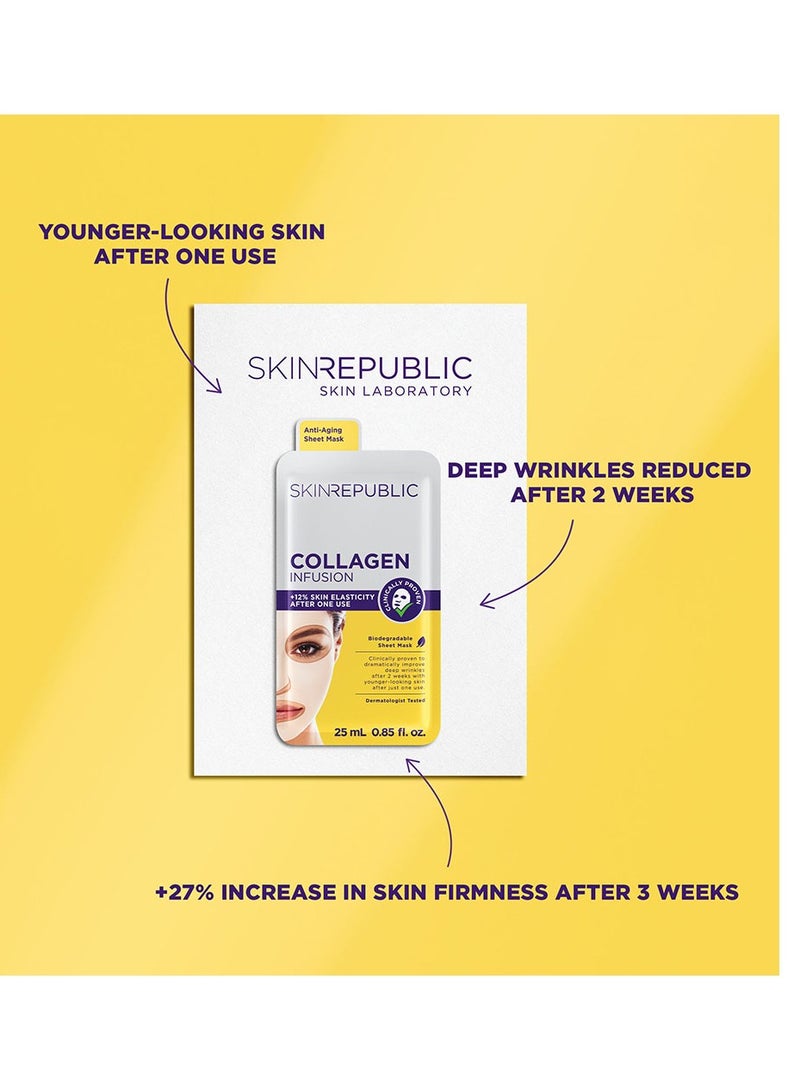 سكين ريبابلك قناع الوجه المضاد للشيخوخة (قناع واحد) - مصل غني بالكولاجين والإيلاستين وفيتامين E، يقلل التجاعيد، ويحسن ملمس البشرة، ويرطبها وينعشها، ليمنحك بشرة أكثر شبابًا بعد استخدام واحد. - Image 3