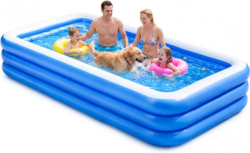 HI-FINE Inflatable Swimming Pool, Large Blow up Pool, Above Ground Swimming Pool for Family, Pools for Kid, 118 x 72 x 22 inch Full-Sized Inflatable Pool for Toddler for Outdoors, Backyard - Image 1