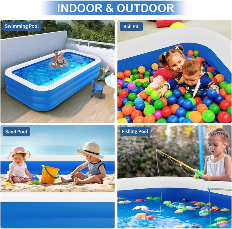 HI-FINE Inflatable Swimming Pool, Large Blow up Pool, Above Ground Swimming Pool for Family, Pools for Kid, 118 x 72 x 22 inch Full-Sized Inflatable Pool for Toddler for Outdoors, Backyard - Image 5