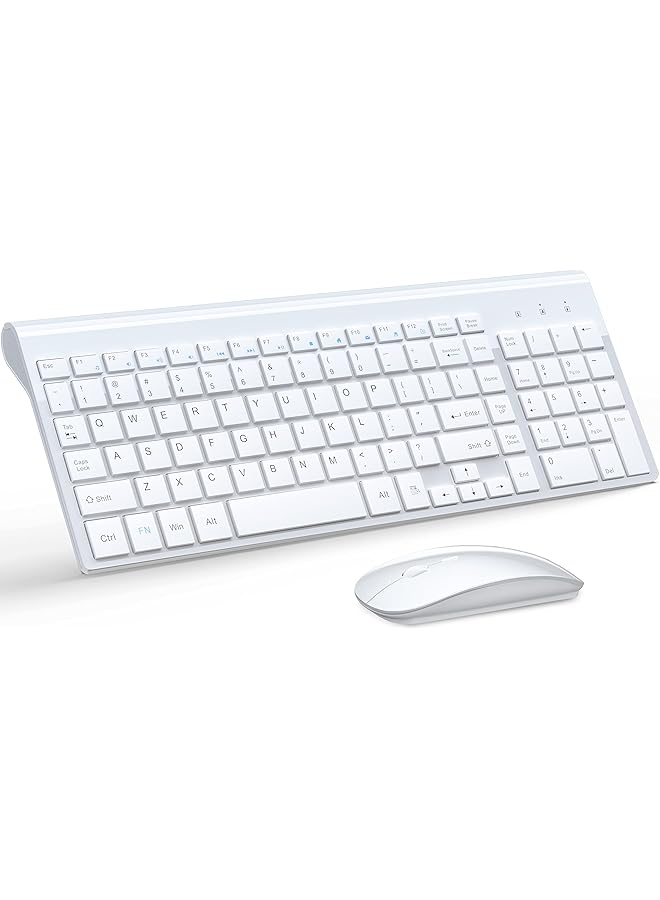 SYOSI Wireless Keyboard And Mouse Ultra Slim Combo 2.4G Silent Compact Usb Mouse And Scissor Switch Keyboard Set For Pc/Laptop/Windows/Mac White - Image 1