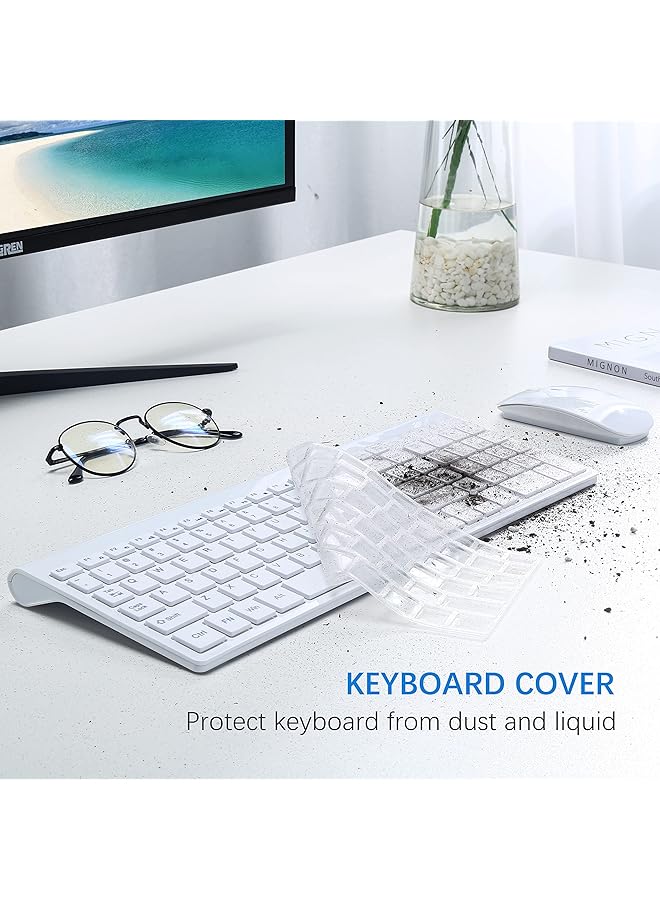 SYOSI Wireless Keyboard And Mouse Ultra Slim Combo 2.4G Silent Compact Usb Mouse And Scissor Switch Keyboard Set For Pc/Laptop/Windows/Mac White - Image 5