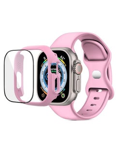 Compatible with Apple Watch Ultra 49mm Band Soft Breathable Silicone Sport Strap Replacement Wristband for Men Women with Shockproof Screen Protector Cover