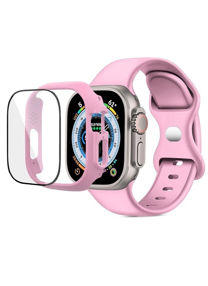 Generic - Compatible with Apple Watch Ultra 49mm Band Soft Breathable Silicone Sport Strap Replacement Wristband for Men Women with Shockproof Screen Protector Cover - Image 1