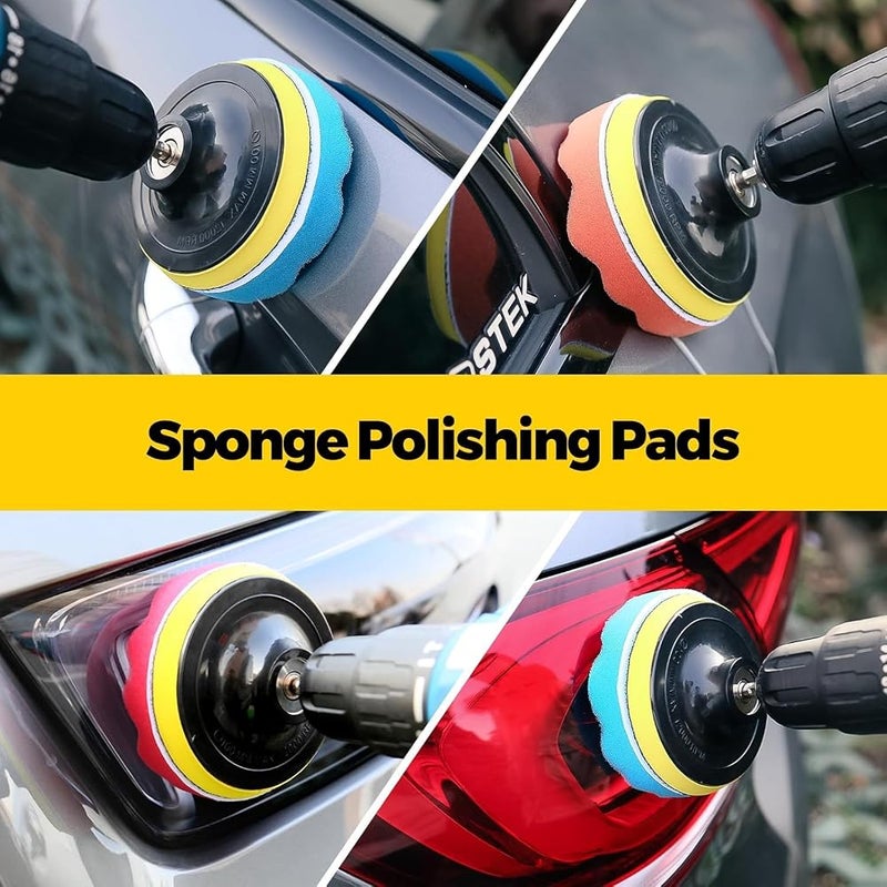 23Pack Drill Brush Attachments Set, Scrub Pads & Sponge, Buffing Pads, Power Scrubber Brush with Extend Long Attachment, Car Polishing Pad Kit,Cleaning Supplies，Shower Scrub,Scratch Brushes - Image 5