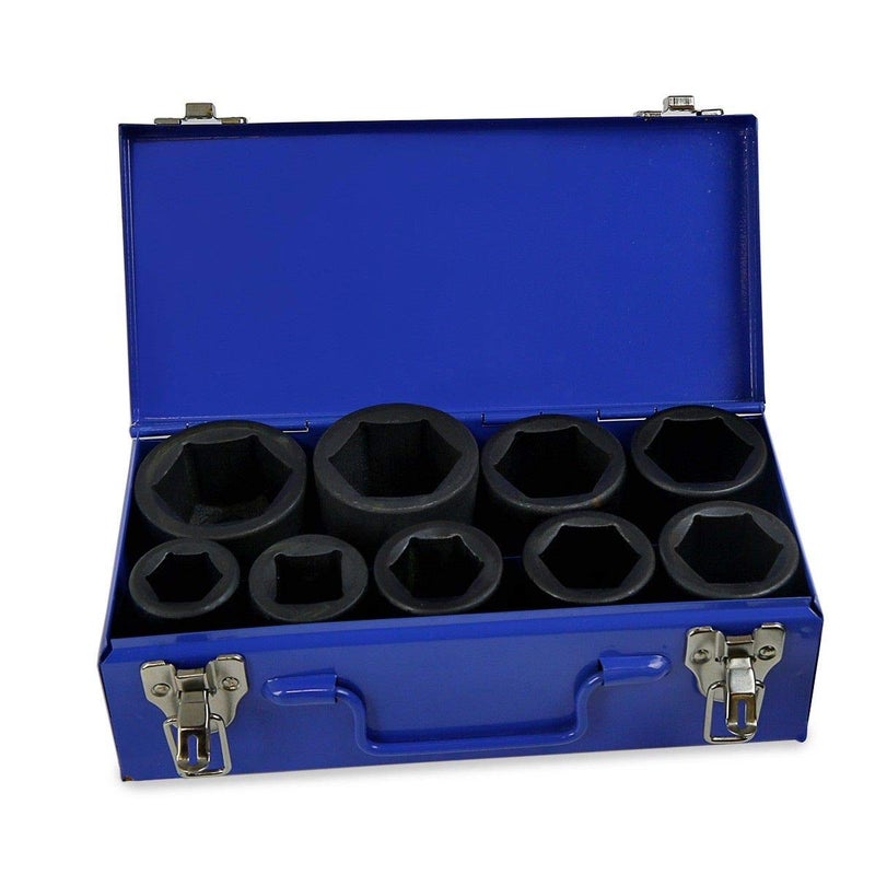Stark USA 9-Pieces 1" Drive Deep Impact Socket Set 6-Point (1-Inch - 2-Inch) Heavy Duty CR-MO, Truck Tire Service, Mechanical Equipment Maintance Set SAE Carrying Case - Image 2