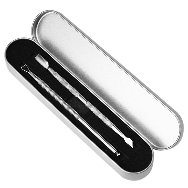 2Pcs Gel Nail Polish Removal Tool Stainless Steel Dead Skin Cuticle Peeler Scraper Cuticle Pusher & Spoon Double-ended Nail Cleaner Manicure & Pedicure Tools With Stainless Steel Box - Image 1