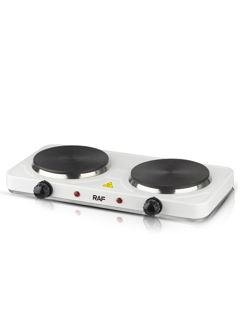 RAF Electric Stove Double Burner 2000W (1000W + 1000W) – Portable Electric Hot Plate with Non-Stick Coating, Uniform Heat, Dual Indicator Light, Easy to Clean & Adjustable Temperature Control - Image 4