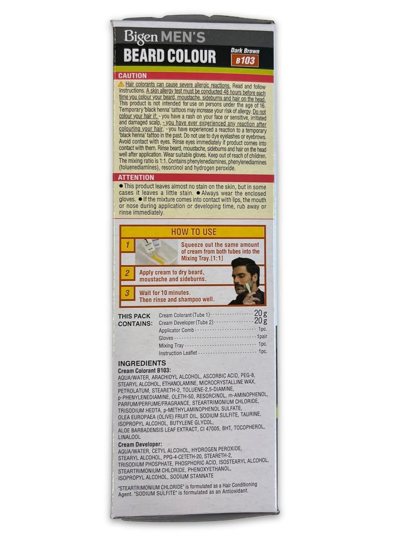 Bigen Mens Beard Colour, 40g - Dark Brown 103 - Image 2