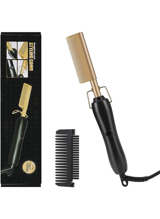 Zaboon Comb Hair Straightener2In1 Ceramic Comb Security Portable Curling Iron Heated Brushmultifunctional Copper Hair Straightener Brush Straightening Comb Women Men Brush - Image 1