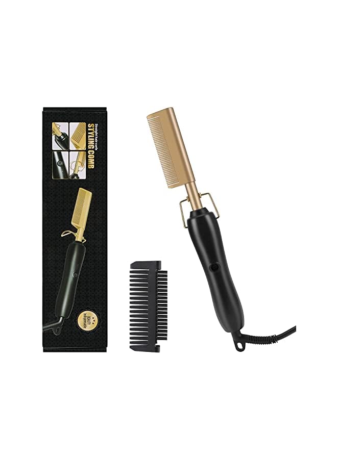 Zaboon Comb Hair Straightener2In1 Ceramic Comb Security Portable Curling Iron Heated Brushmultifunctional Copper Hair Straightener Brush Straightening Comb Women Men Brush - Image 2