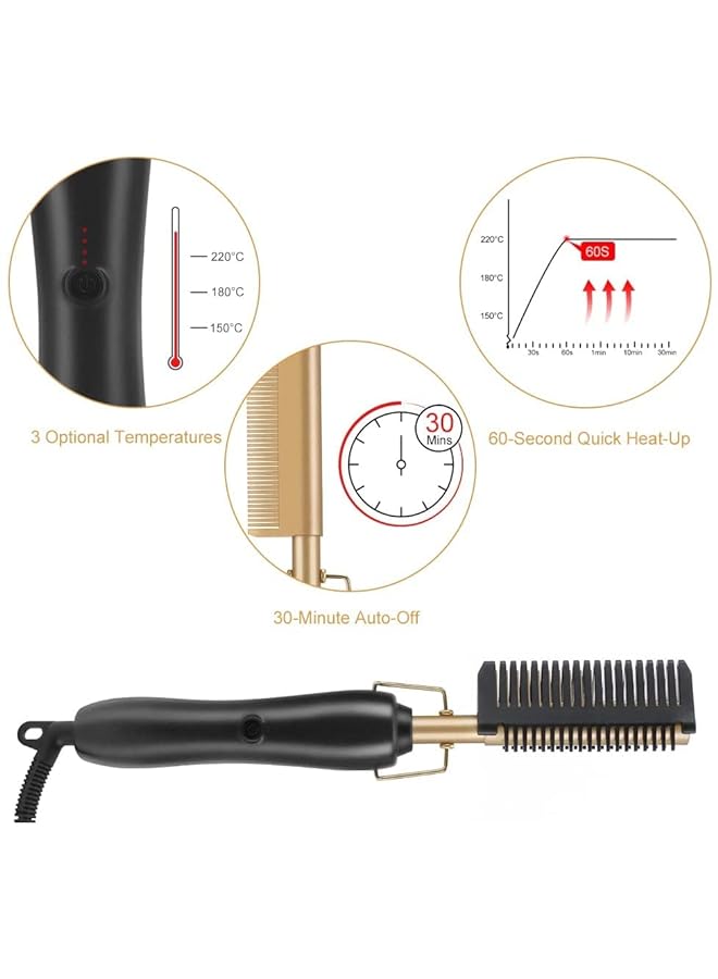 Zaboon Comb Hair Straightener2In1 Ceramic Comb Security Portable Curling Iron Heated Brushmultifunctional Copper Hair Straightener Brush Straightening Comb Women Men Brush - Image 5