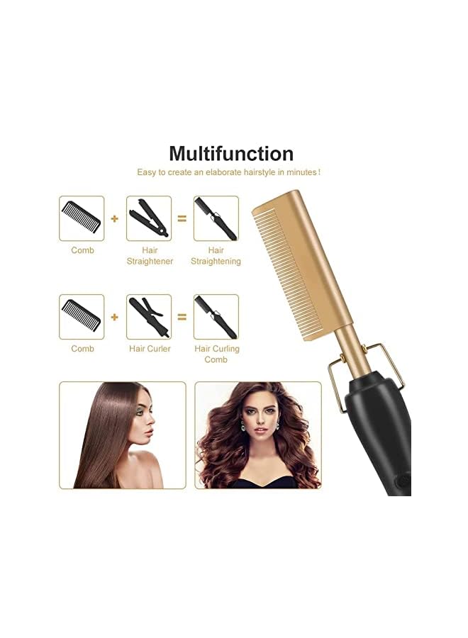 Zaboon Comb Hair Straightener2In1 Ceramic Comb Security Portable Curling Iron Heated Brushmultifunctional Copper Hair Straightener Brush Straightening Comb Women Men Brush - Image 3