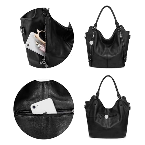 Realer Tote Bag for Women PU Leather Shoulder Bags Fashion Hobo Bags Large Purse and Handbags with Adjustable Shoulder Strap - Image 3