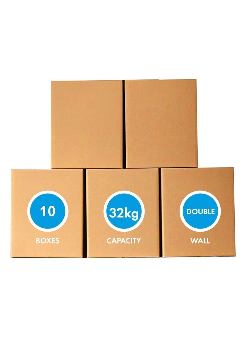 SHOP NEW ARRIVALS Small Double Wall 100% Recyclable Corrugated Cardboard Moving Boxes with 32 KG capacity,45 x 45 x 60 Brown Carton for Packaging, Shipping and Storage, 3 PLY - 45 x 45 x 60 - Pack of 10  - Image 1