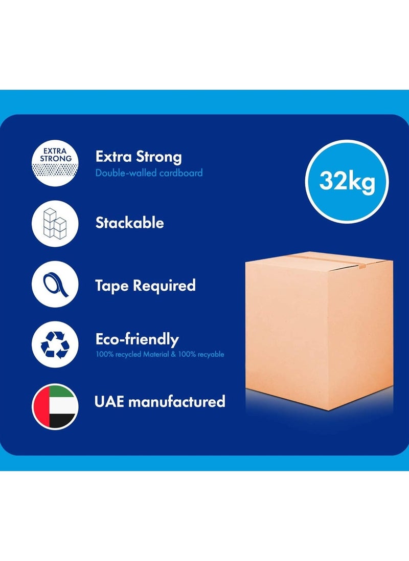 SHOP NEW ARRIVALS Small Double Wall 100% Recyclable Corrugated Cardboard Moving Boxes with 32 KG capacity,45 x 45 x 60 Brown Carton for Packaging, Shipping and Storage, 3 PLY - 45 x 45 x 60 - Pack of 10  - Image 2