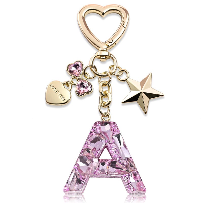 Initial English Keychain Star Accessories Love Butterfly Keychain Pink Purple Women''s Bag Pendant - Image 2
