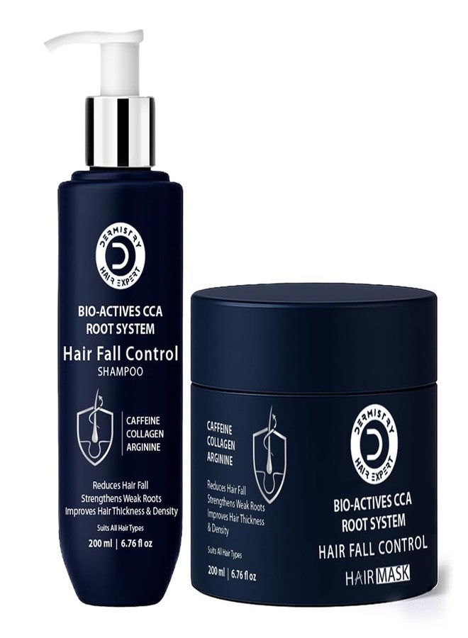 Dermistry Caffeine Collagen Protein Anti-Hair Fall Control Mask & Shampoo Strengthens Weak Roots Improves Thickness Density Reduces Breakage & Fall for Dry Frizzy Curly All Hair Types Men Women 400ml - Image 1