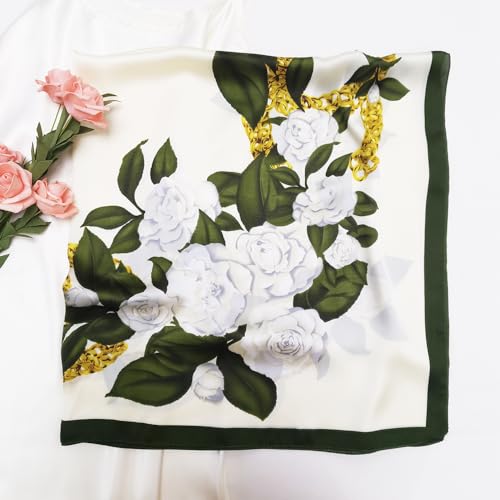 Julunar Silk Like Head Scarf for Women - Satin Large Hair Scarves - 35" Square Silk Hair Wrap for Sleeping with Gift Packed - Image 2
