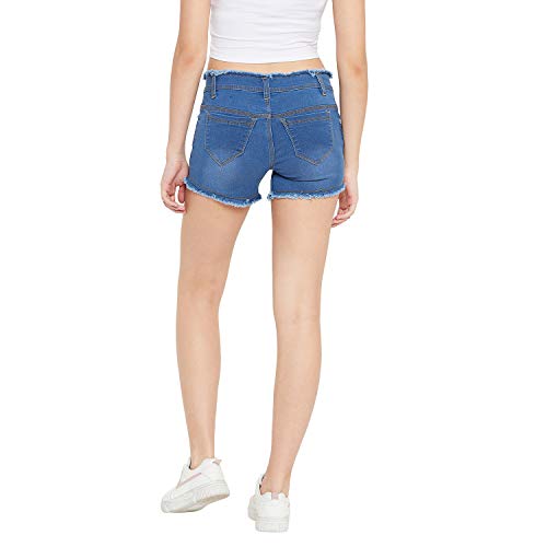 Nifty Women's Denim Slim Fit Shorts (1425, Bata:Blue, 32) - Image 4