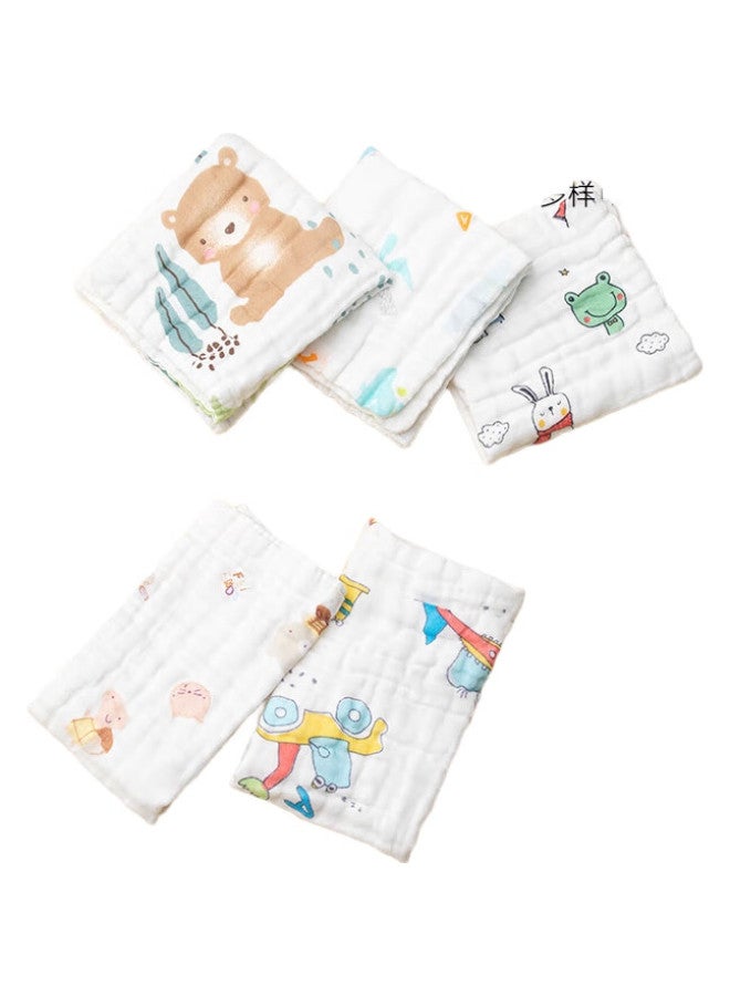 SANLI Pure Cotton 4-Layer Hollow Gauze Children'S Towels, 5 Pack, Baby Drool Bibs, Washable Face Towels, Hand Towels For Infants - Image 2