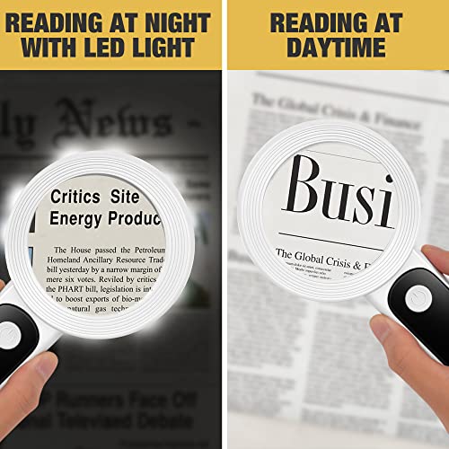 JMH Magnifying Glass with Light, High Magnification Handheld Large Magnifying Glass 18LED Cold and Warm Light with 3 Modes, Illuminated Lighted Magnifier for Seniors Reading, Coins, Jewelry, Exploring - Image 4
