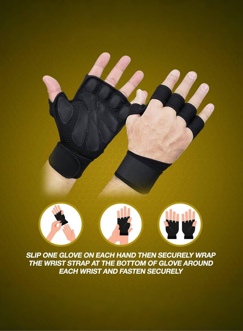 manufacturer KASTWAVE Ventilated Weightlifting Gloves with Wrist Wraps – Full Palm Protection & Superior Grip Designed for men and women, these breathable gloves offer full palm coverage, built-in wrist support, and enhanced grip. Perfect for pull-ups, CrossFit, fitness training, and heavy lifting.  - Image 3