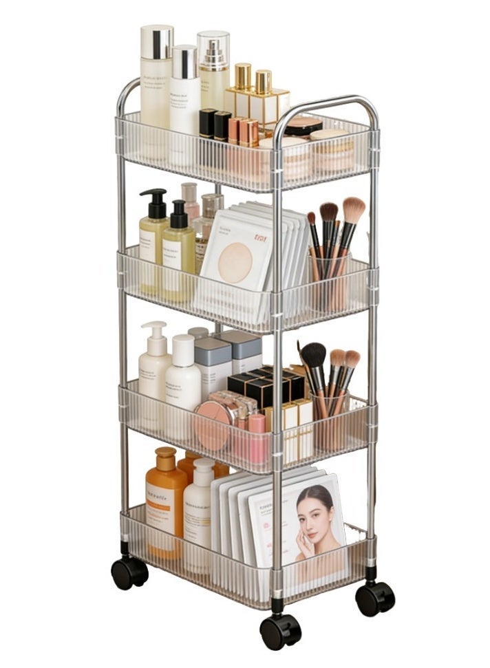 CKIKH This four-layer acrylic rolling storage trolley is a transparent, multi-functional handcart with detachable casters. Suitable for kitchens, bathrooms, living rooms, offices, and other similar spaces. - Image 3