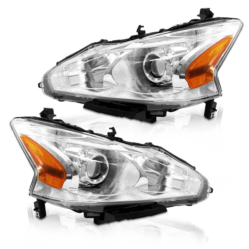 AXLAHA for 2013 2014 2015 Nissan Altima Headlight Assembly Compatible with 13-15 Altima S/SL/SV Headlamp Only fit 4 Door Chrome Housing Amber Reflector Driver and Passenger Side - Image 1
