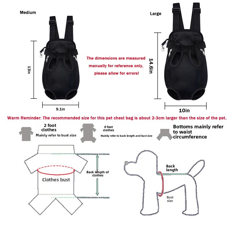 Yehenarn Pet Carrier Backpack, Adjustable Pet Front Carriers for Small Medium Dogs Cats 5-18 Lbs, Legs Out, Dog Cat Carrier Backpack for Hiking,Camping,Traveling,Cycling (Black, Mediumï¼ˆFit:5-10lbï¼‰) - Image 2
