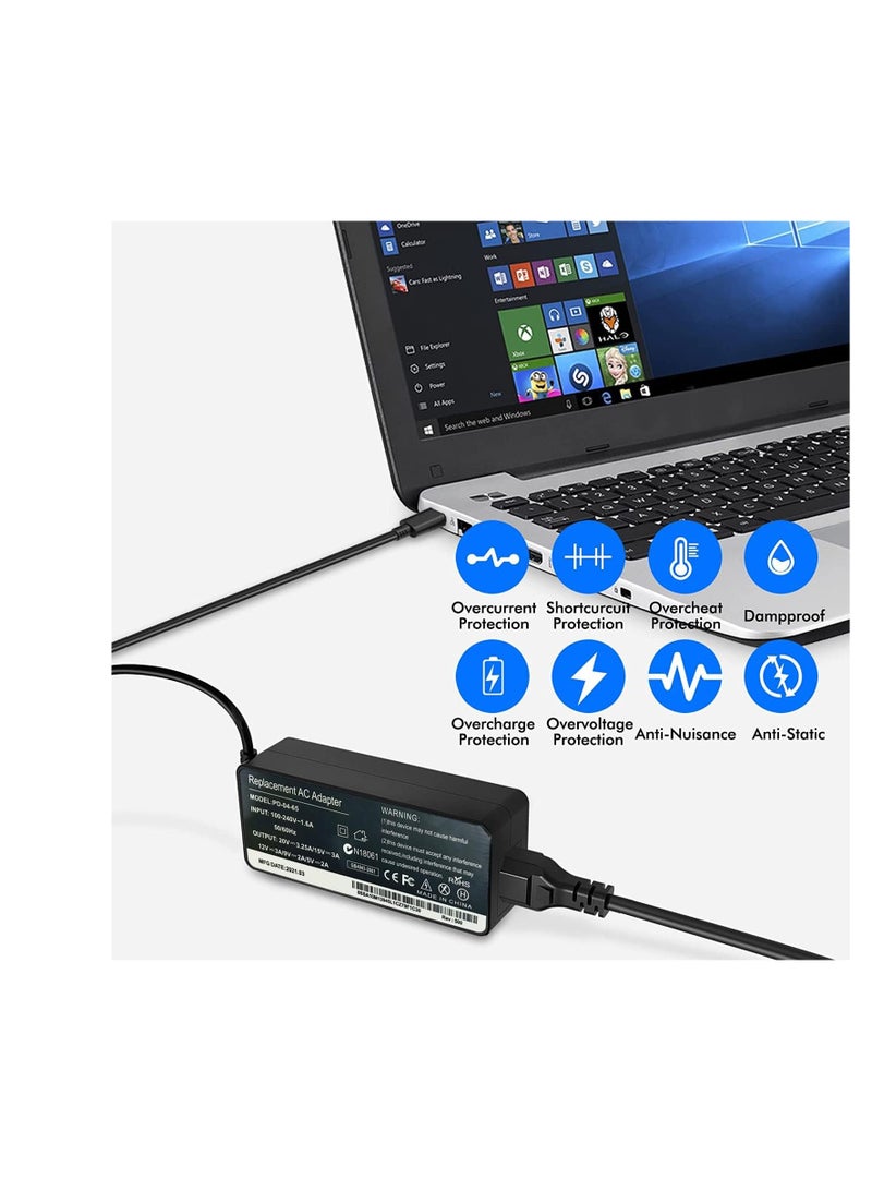 Terabyte 65W USB-C Power Adapte, Multi-Device Compatibility with ThinkPad, Yoga,HP Chromebook, Dell XPS, ASUS,Acer,HUAWEI,Samsung,and More Smart PD Wall Laptop Power Supply(Type C) for Efficient - Image 2