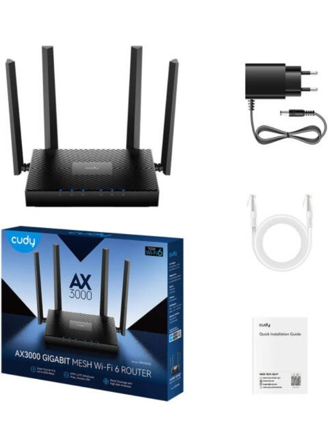 CUDY WR3000E AX3000 DUAL-BAND WI-FI 6 GIGABIT MESH ROUTER, MU-MIMO, OFDMA, WIREGUARD, OPENVPN, WPA3, CUDY MESH & APP - Image 2