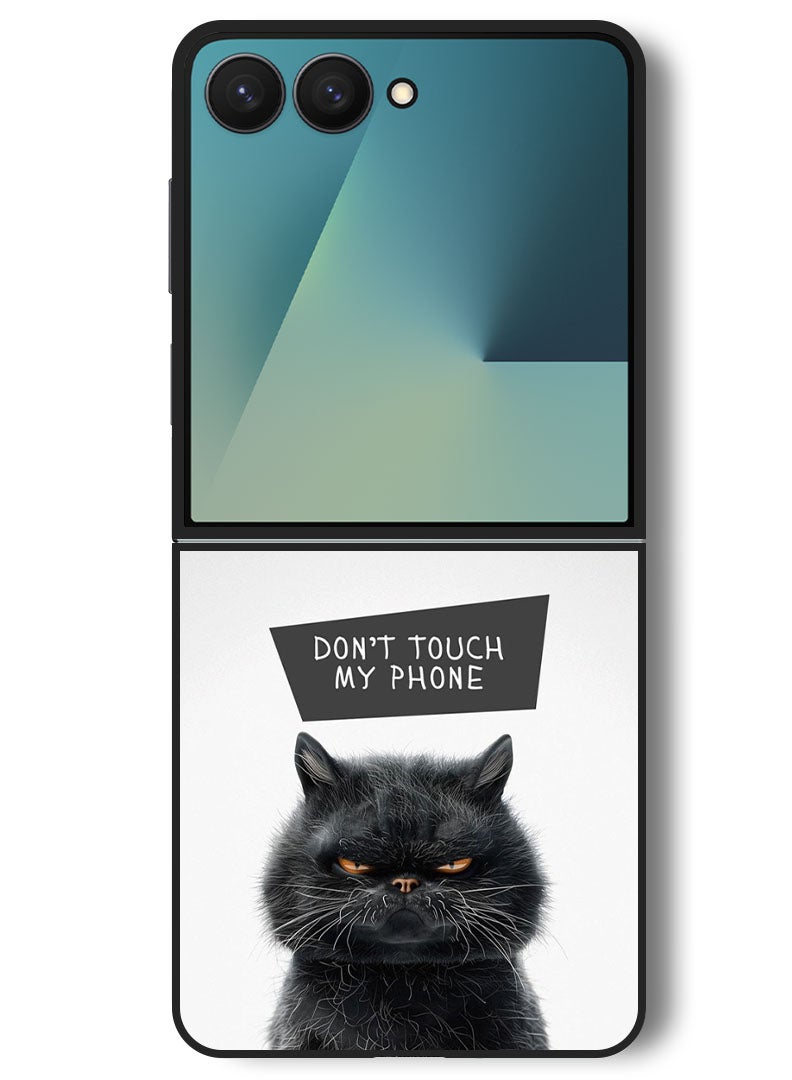 Theodor Case Compatible with Samsung Galaxy Z Flip 7 - 6.9 Inch Protection Shockproof Bumper Cover Dont Touch My Phone Cat - Image 1