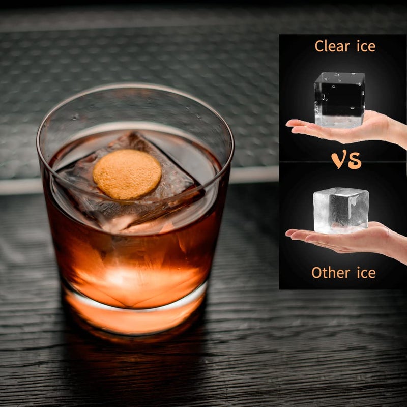 TINANA TINANA Upgrade 2 Inch Clear Ice Cube Tray Make 8 Large Square Crystal Clear Ice Cube Maker for Cocktail, Whiskey & Bourbon Drinks, Gifts for Men  - Image 2